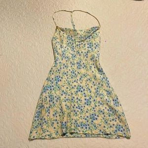 Zara mini dress, cream with flowers, size medium